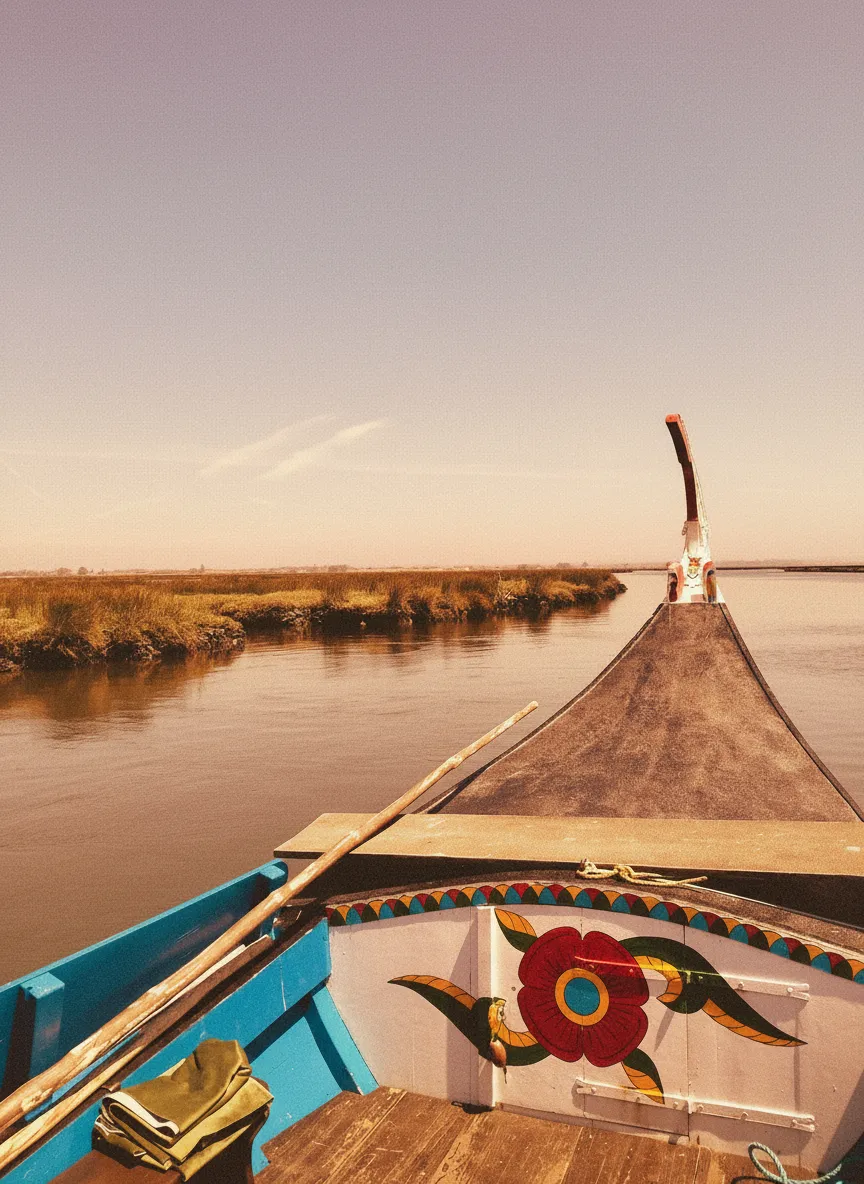 Traditional moliceiro boat bow on the Ria de Aveiro
